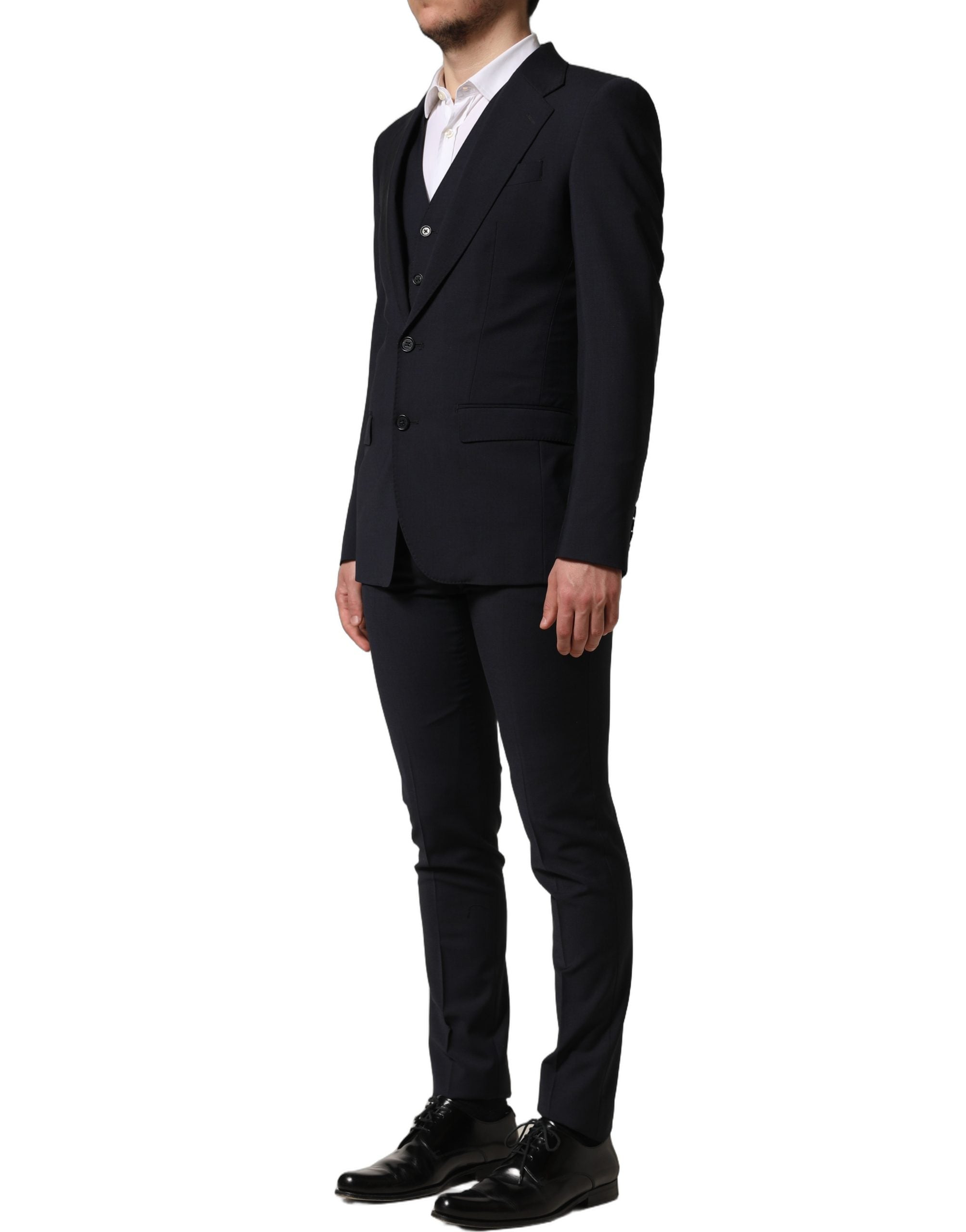 Black Wool Slim Fit Formal 3 Piece Men Suit