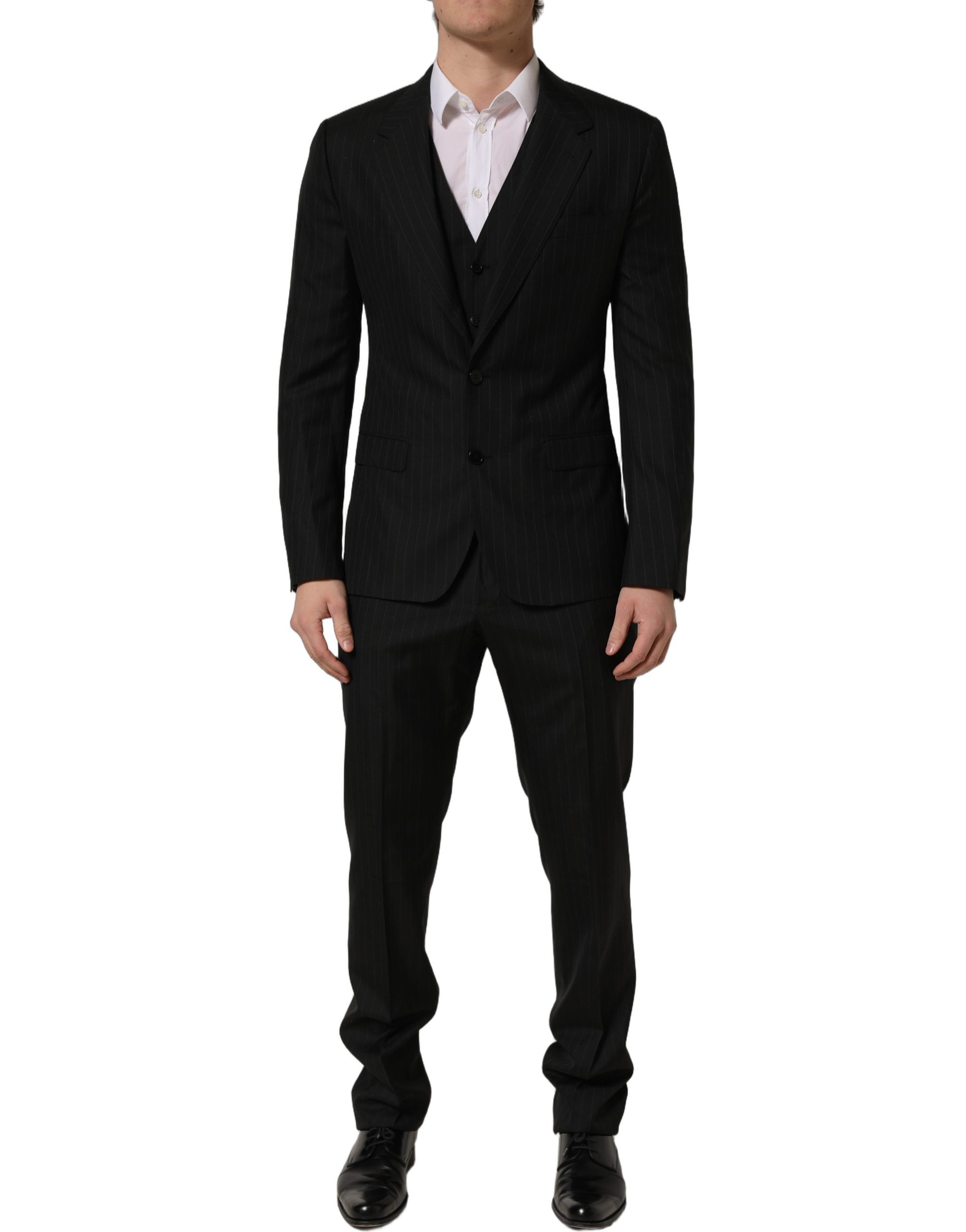 Black Stripes Slim Fit Formal 3 Piece Suit