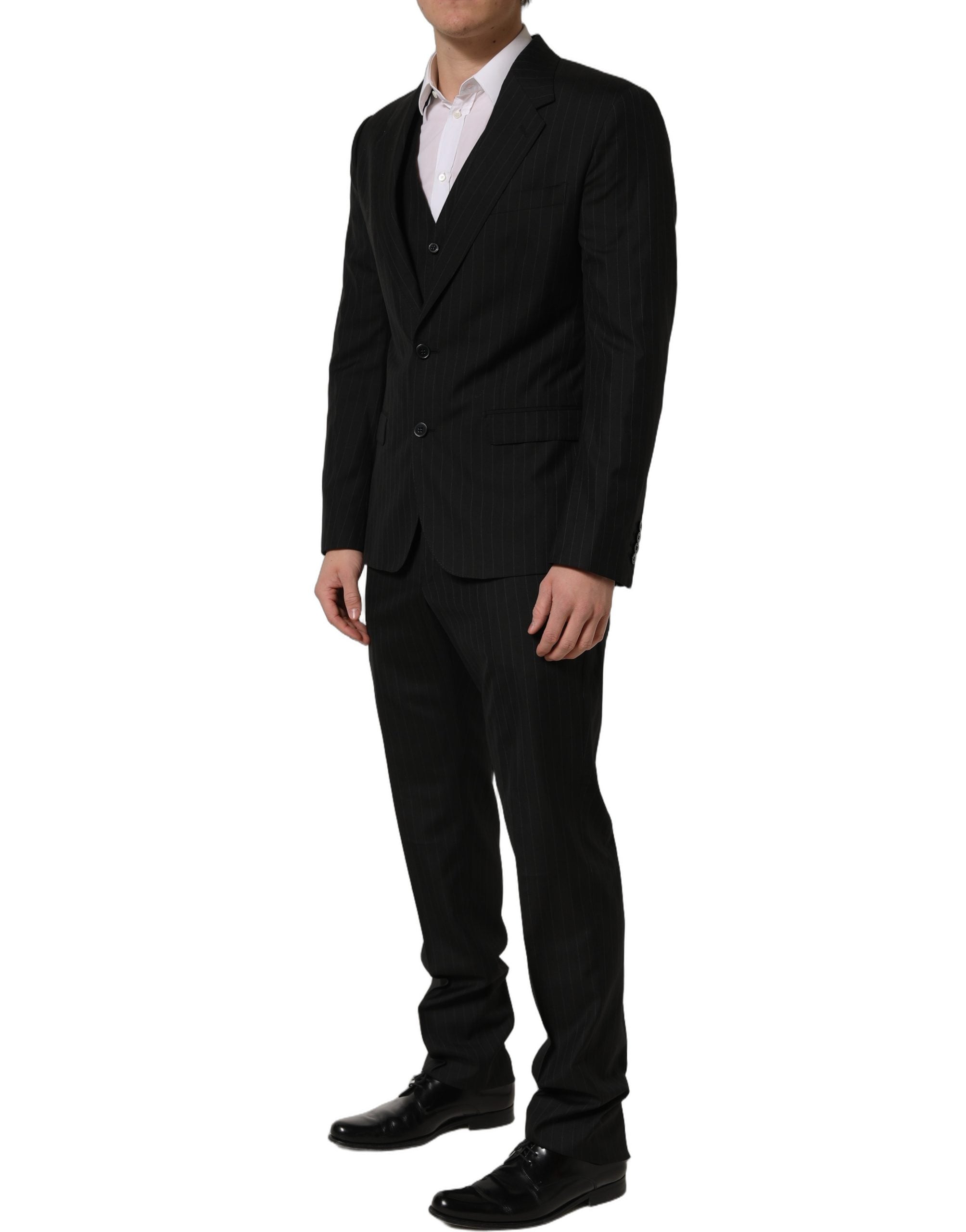 Black Stripes Slim Fit Formal 3 Piece Suit