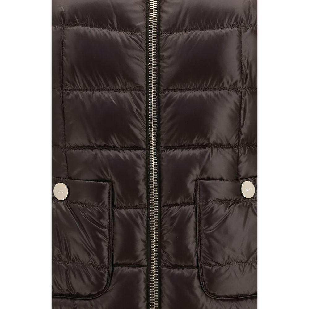 Brown Polyamide Full-Length Jacket