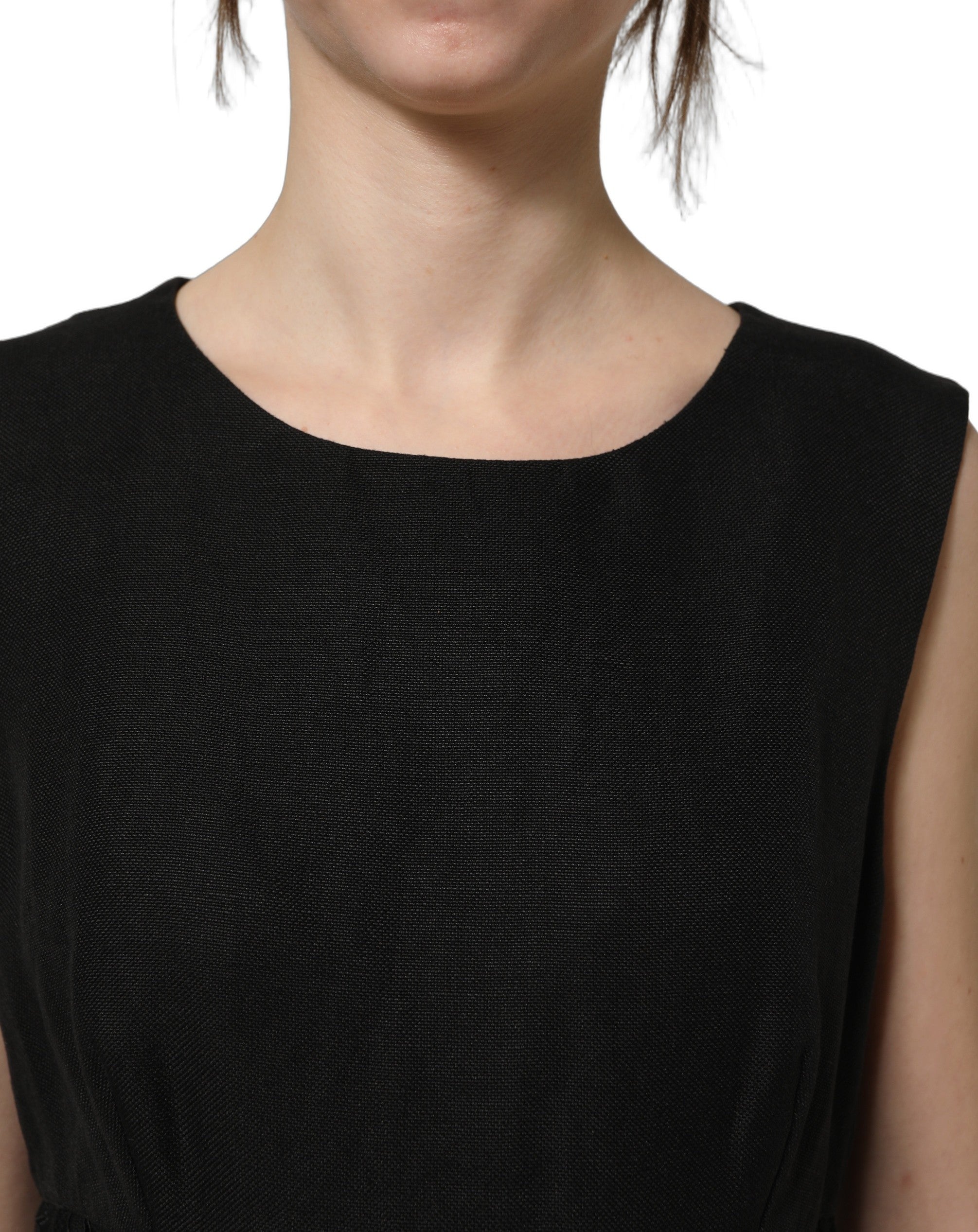 Black Floral Lace Sleeveless Shift Dress