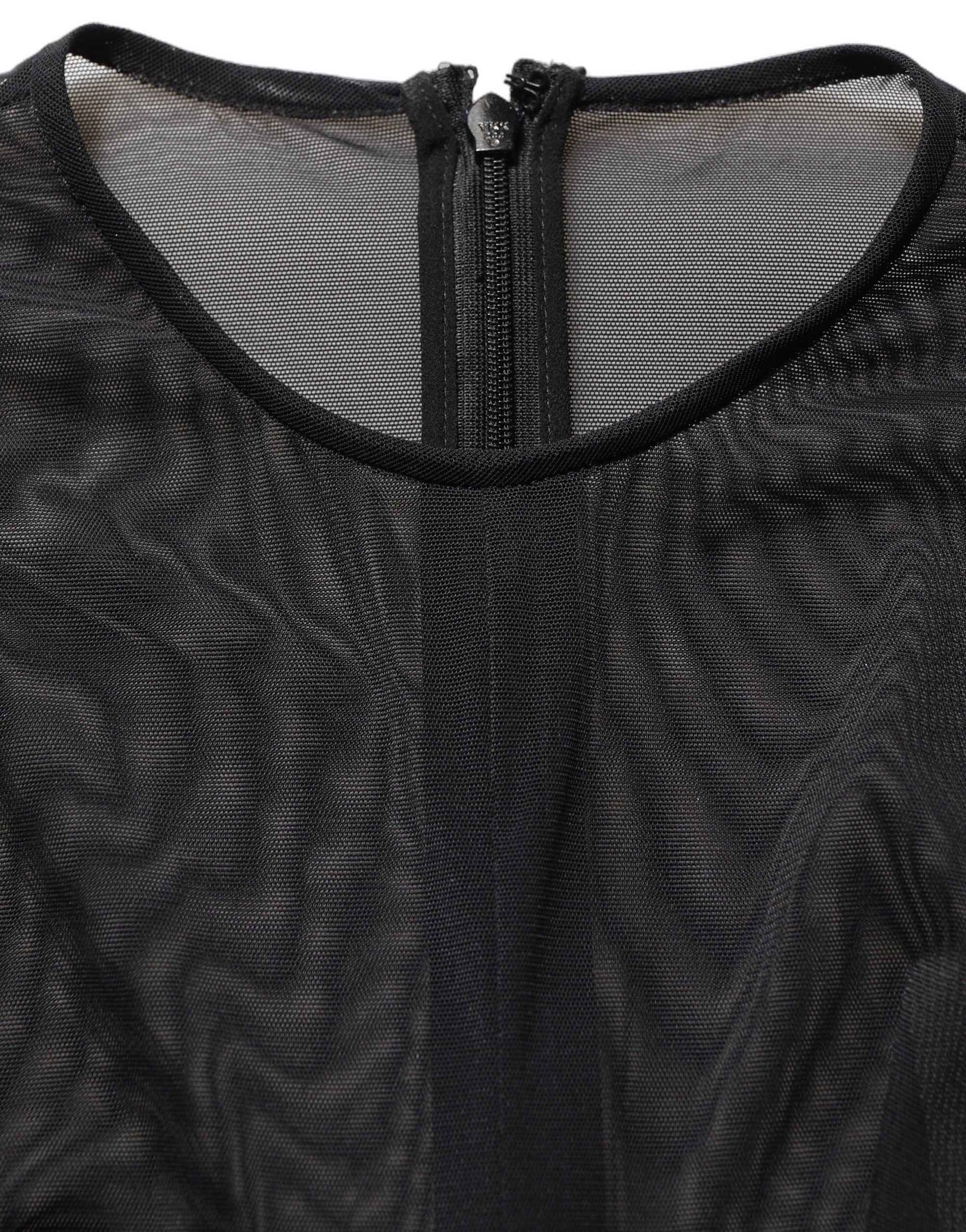 Black Long Sleeve Sheer Fitted Maxi Dress