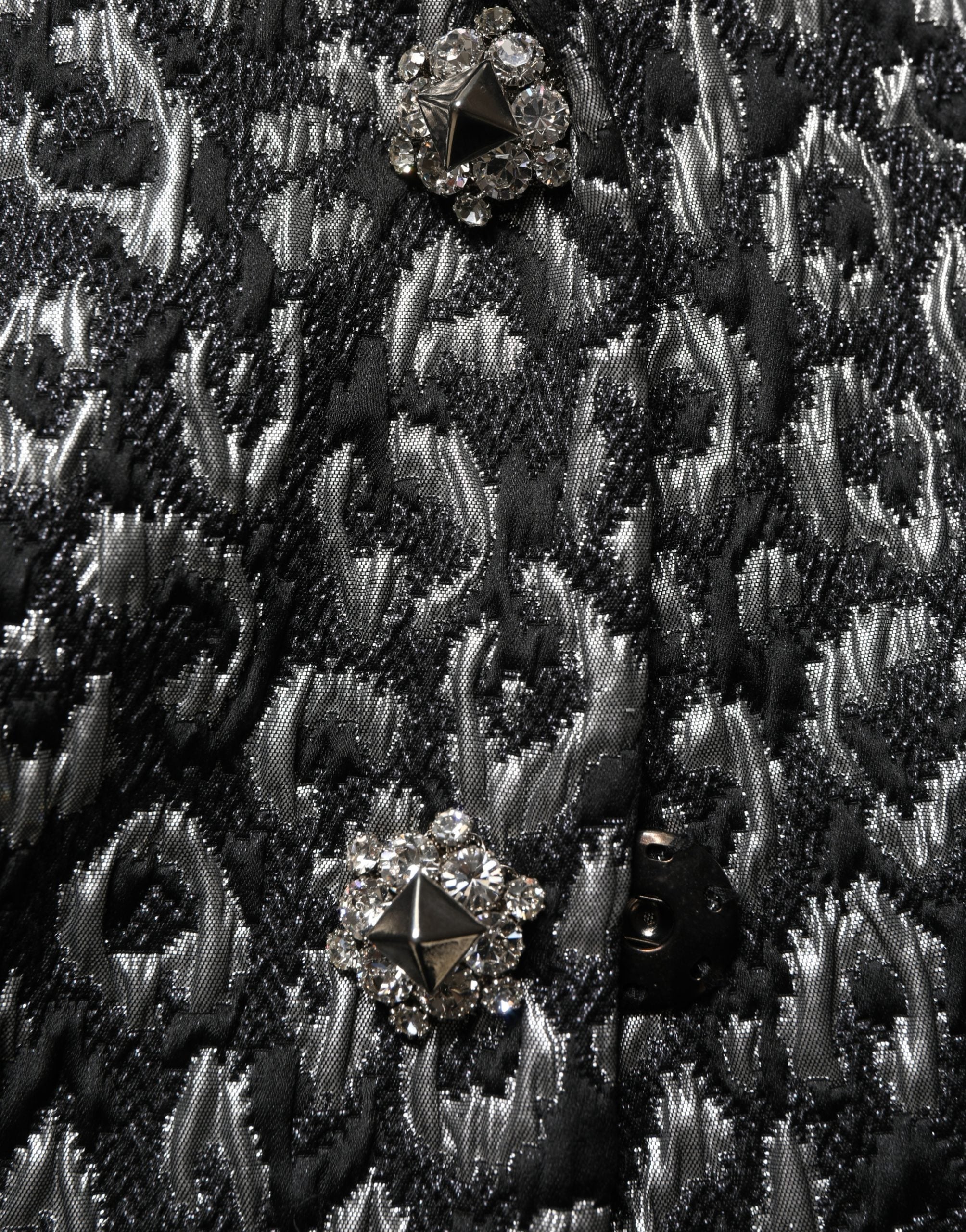 Black Silver Jacquard Leopard Coat Jacket