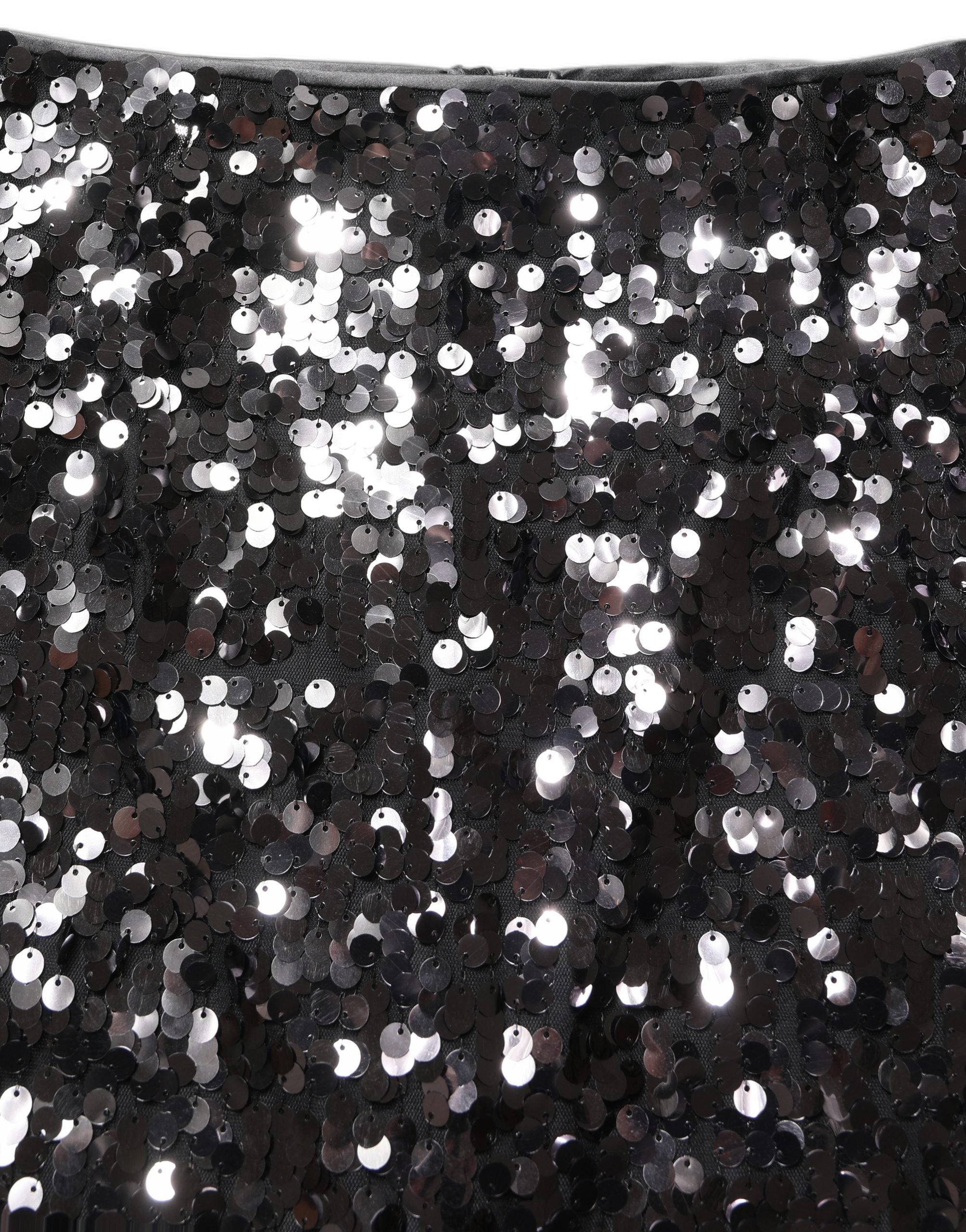 Brown Sequinned Embellished Pencil Cut Skirt