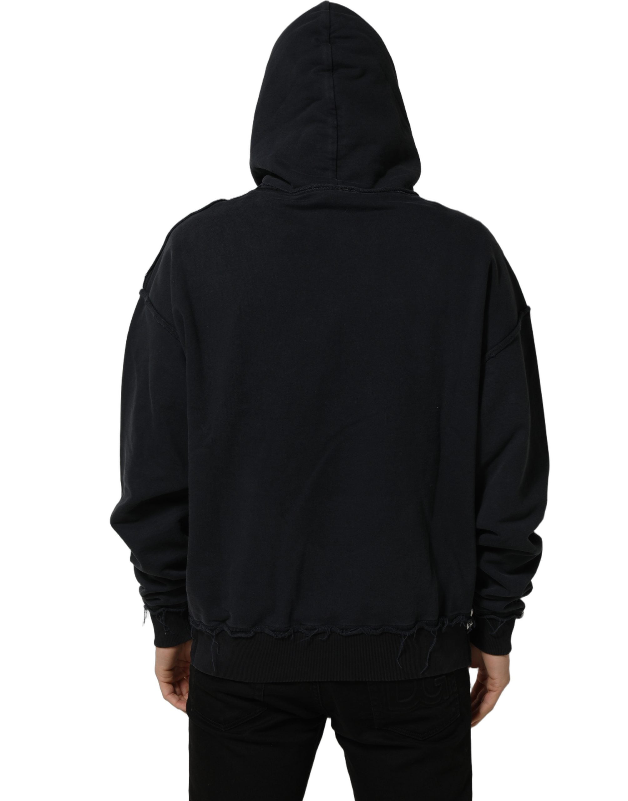 Black Anchor Print Hooded Sweatshirt Sweater