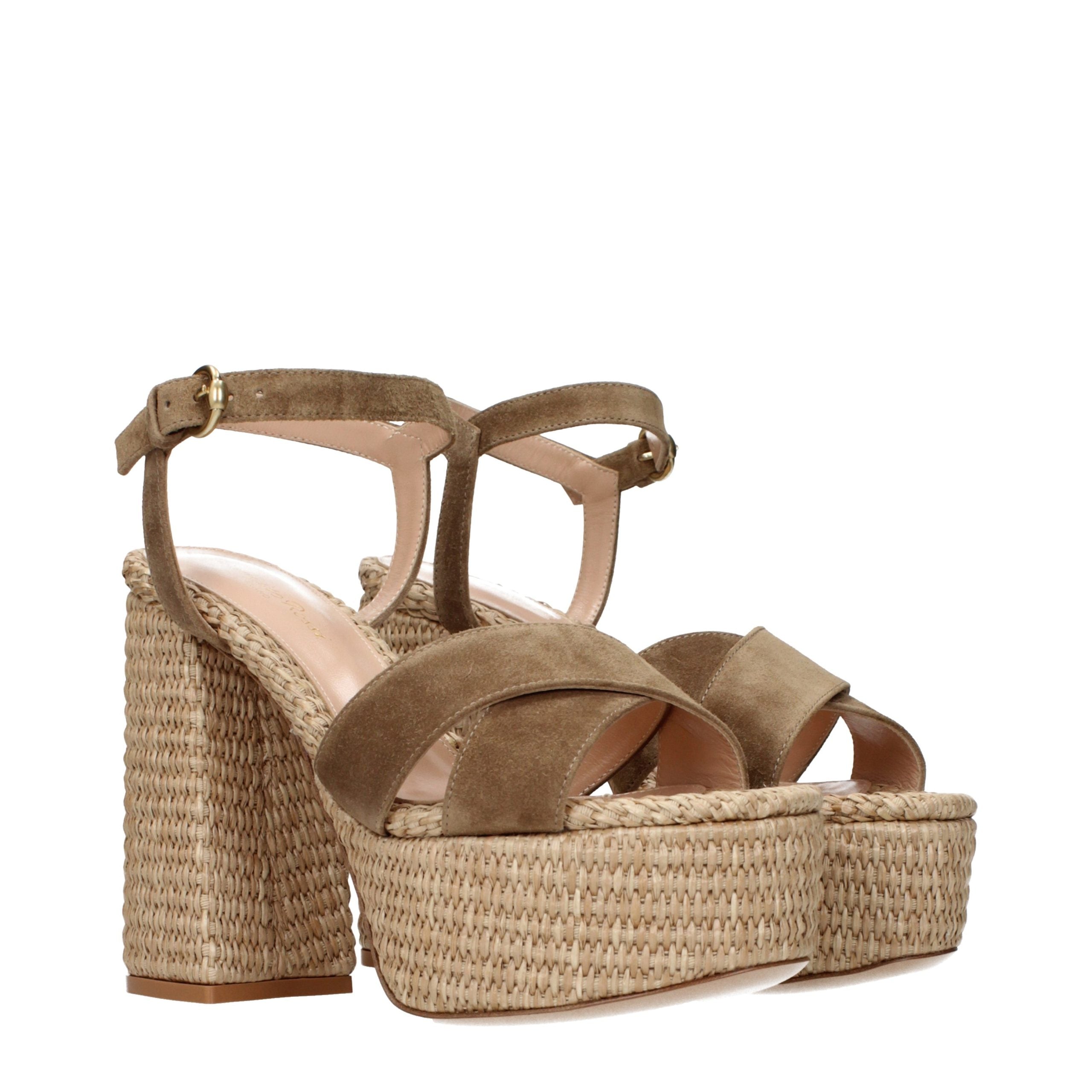 Brown Leather Platform Sandals