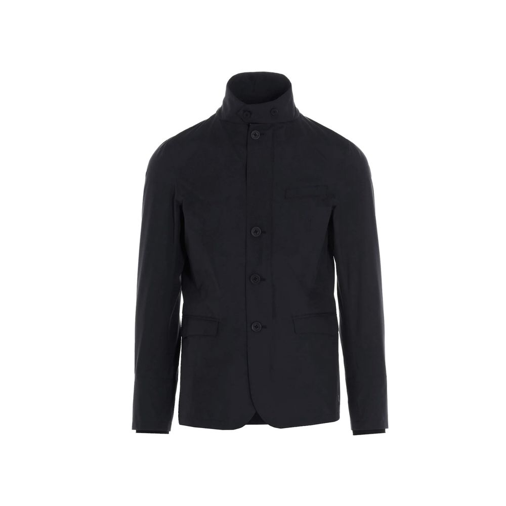 Black Polyester Full-Length Jacket