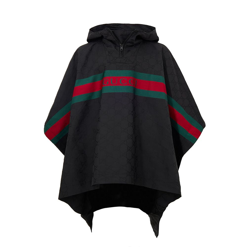 Black Polyester Trench Coat