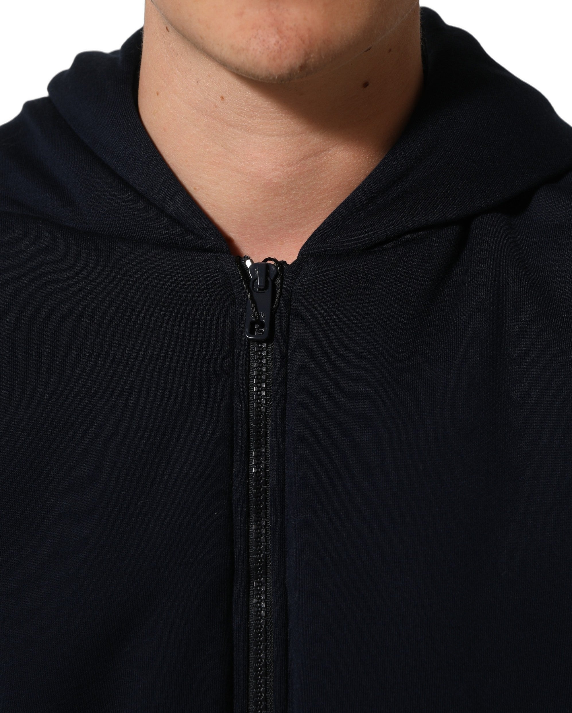 Black Cotton Full Zip Hooded Bomber Jacket