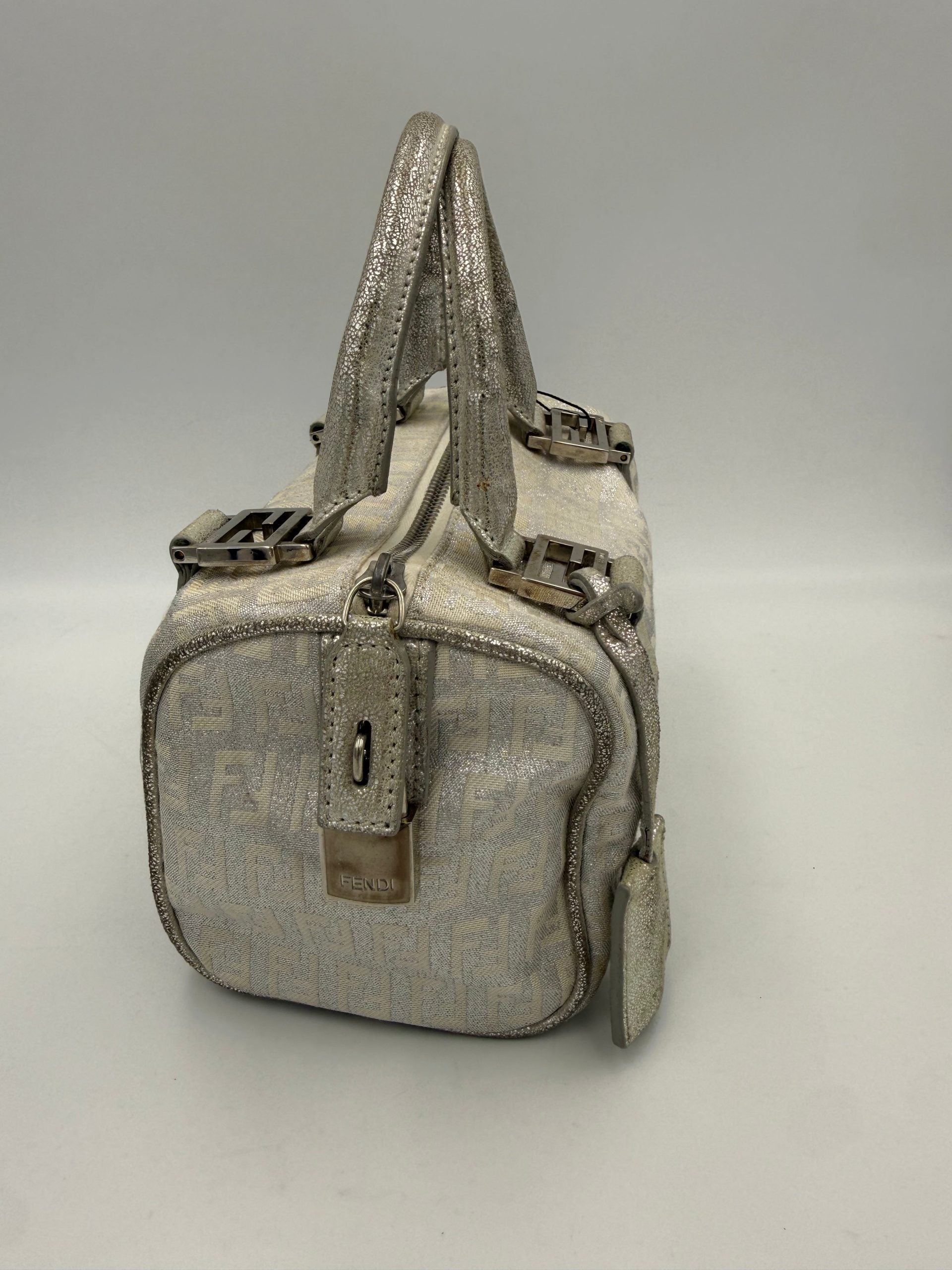 FENDI Mini Bauletto FF Zucchino Laminated Handbag