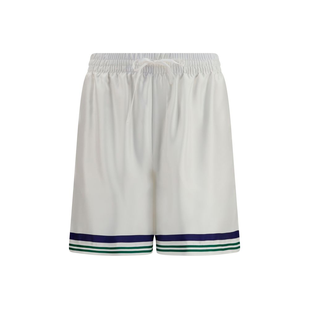 White Silk Bermuda Shorts