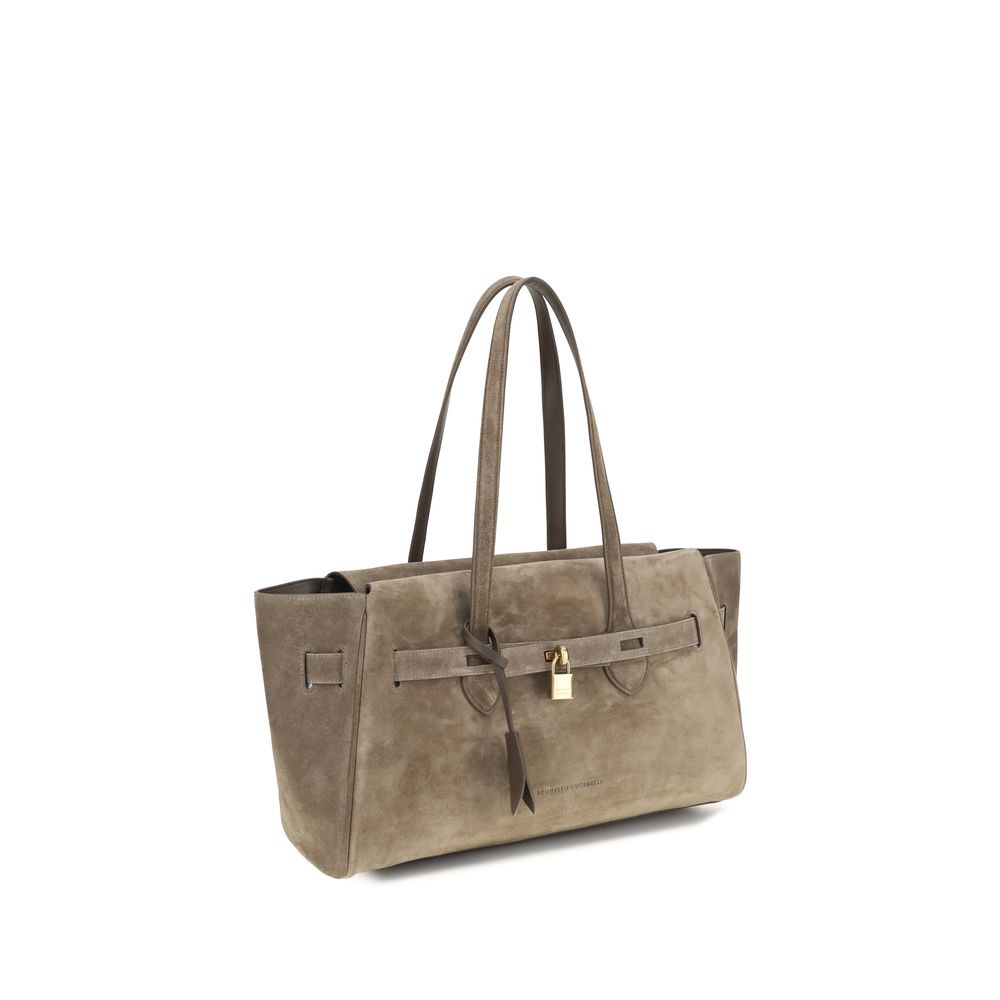 Beige Suede Leather Shoulder Bag