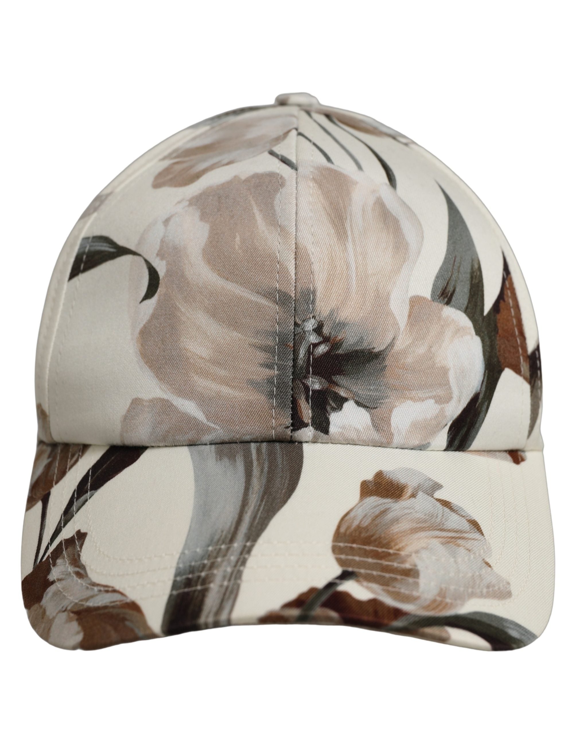 Men Beige Floral Cotton Baseball Capello Hat