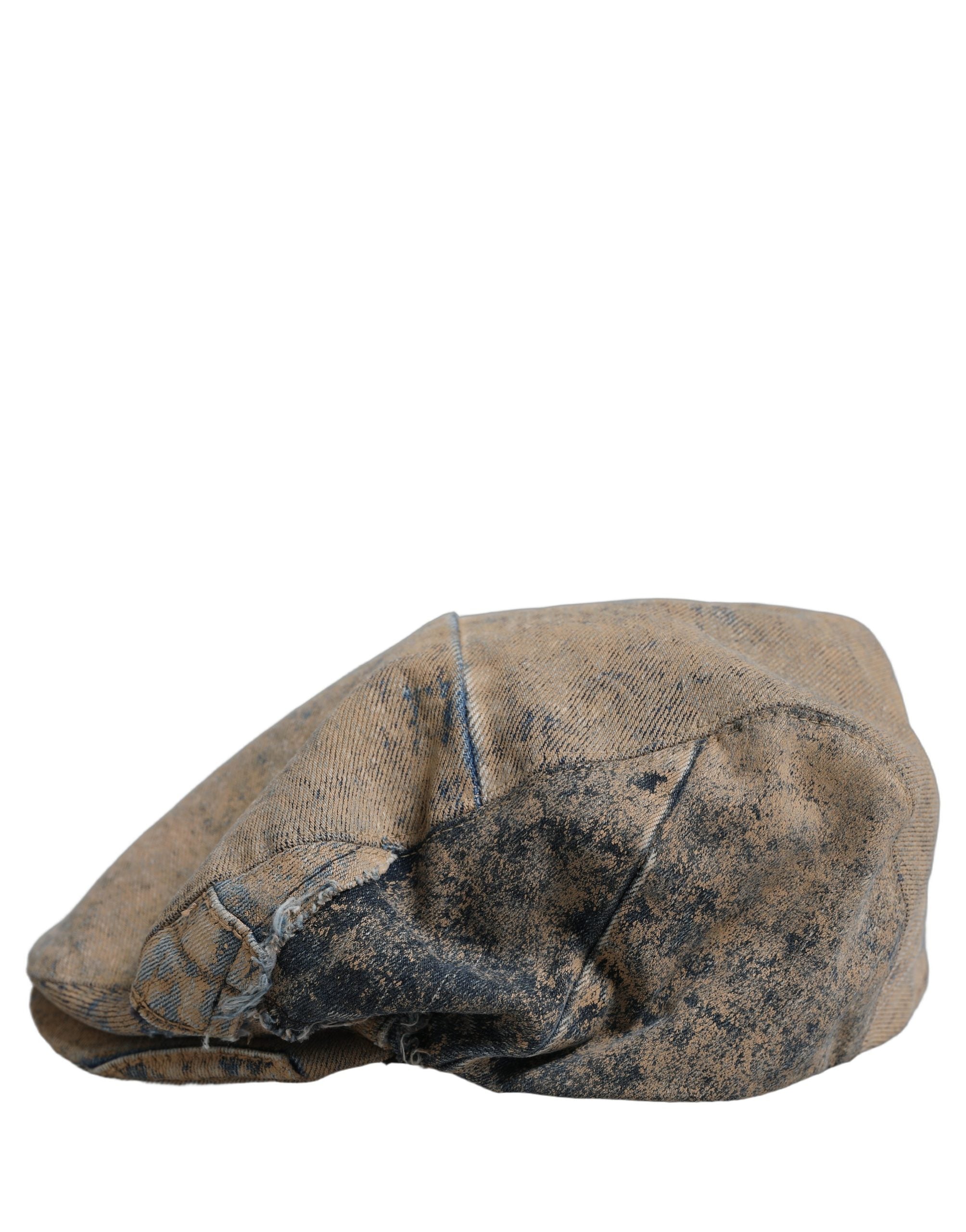 Brown Cotton Denim Newsboy Capello Cabbie Hat