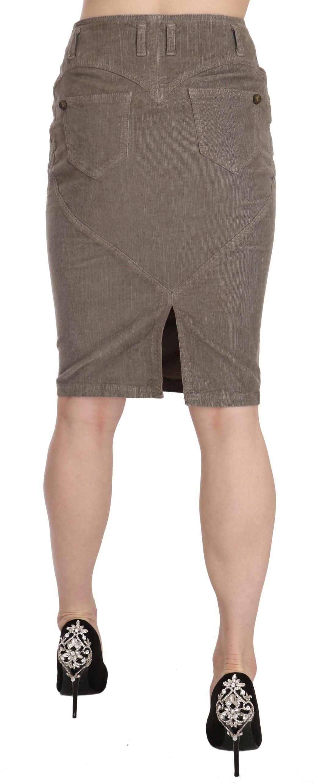 Fustă creion gri chic Just Cavalli cu detalii cu logo