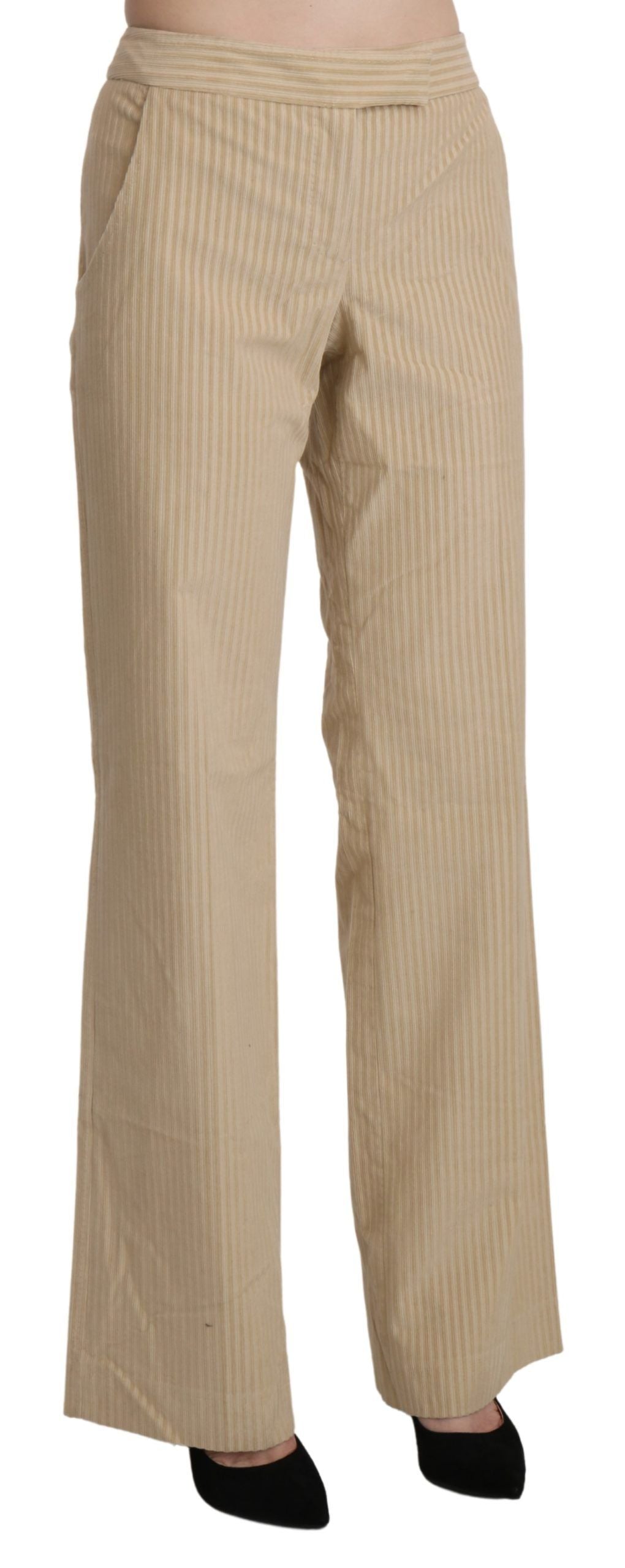 Pantaloni largi cu talie înaltă, bej, chic de la Ermanno Scervino