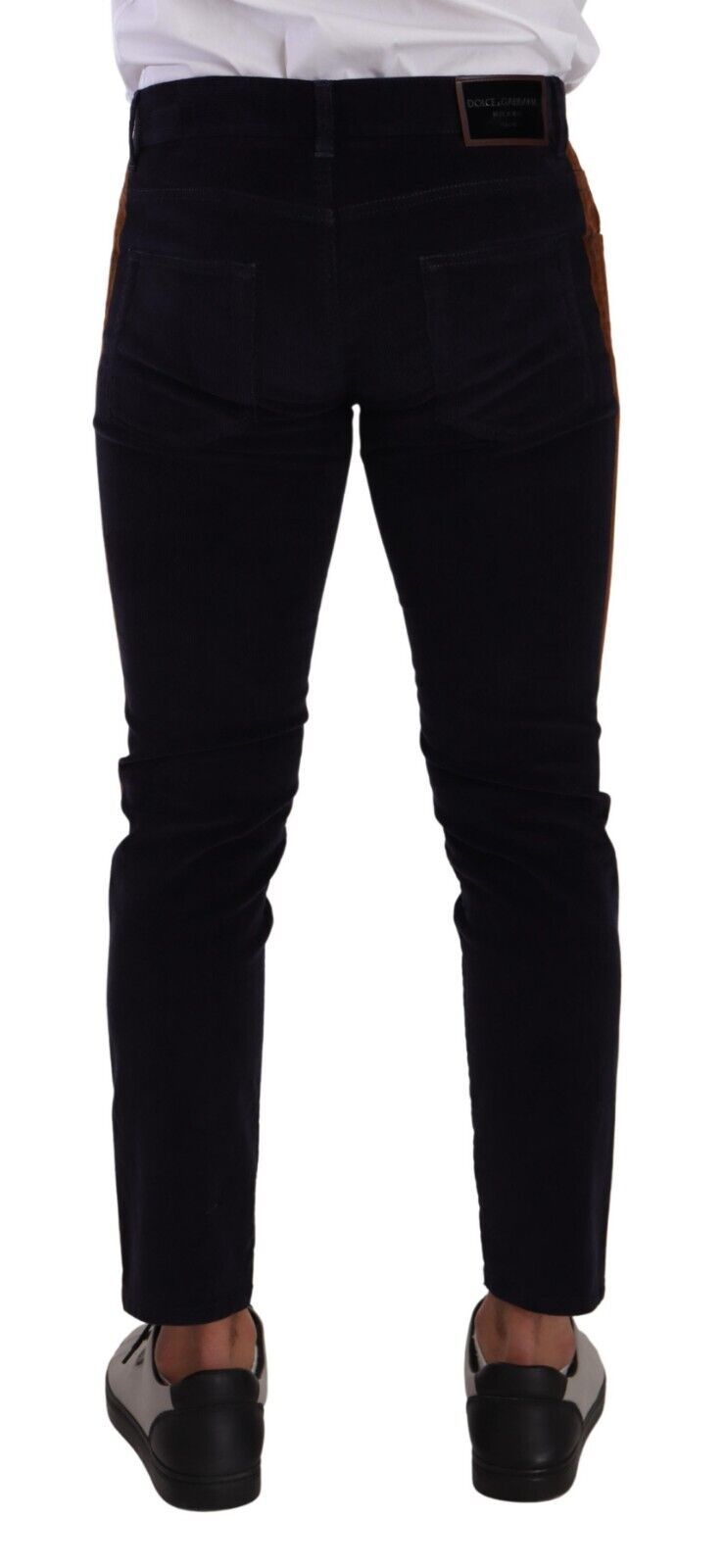 Blue Cotton Stretch Skinny Corduroy Jeans