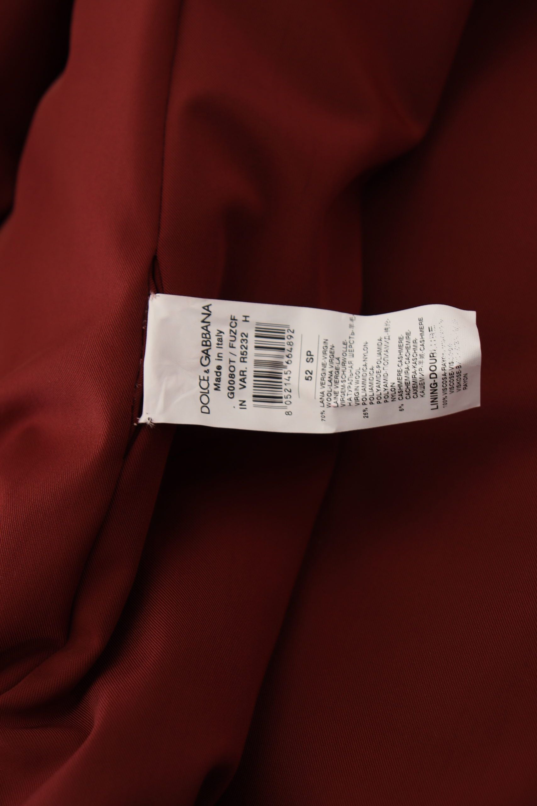 Red Wool Double Breasted Coat Jacket