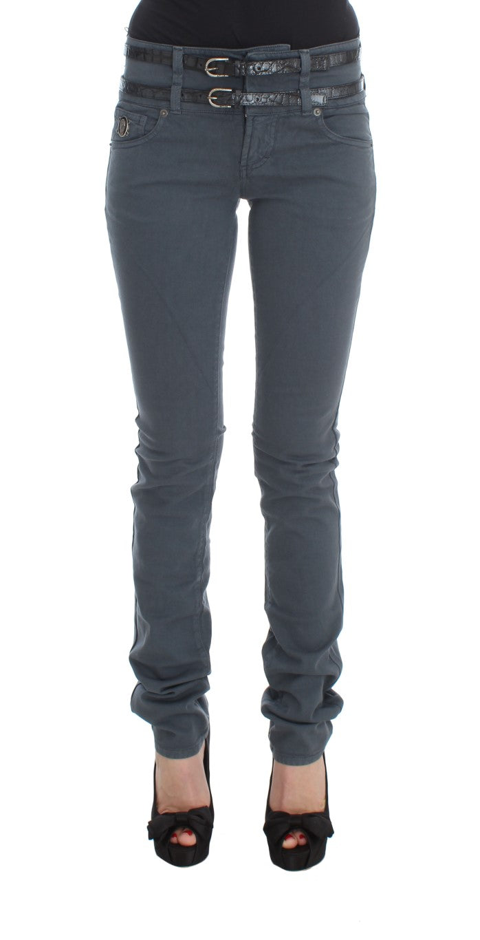 Blugi italieni John Galliano Sleek Slim Fit, albastru chic