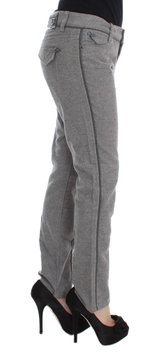 Pantaloni casual din bumbac Ermanno Scervino Chic gri