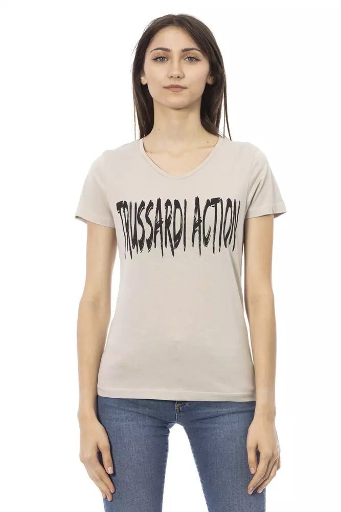 Tricou Trussardi Action bej din bumbac pentru femei