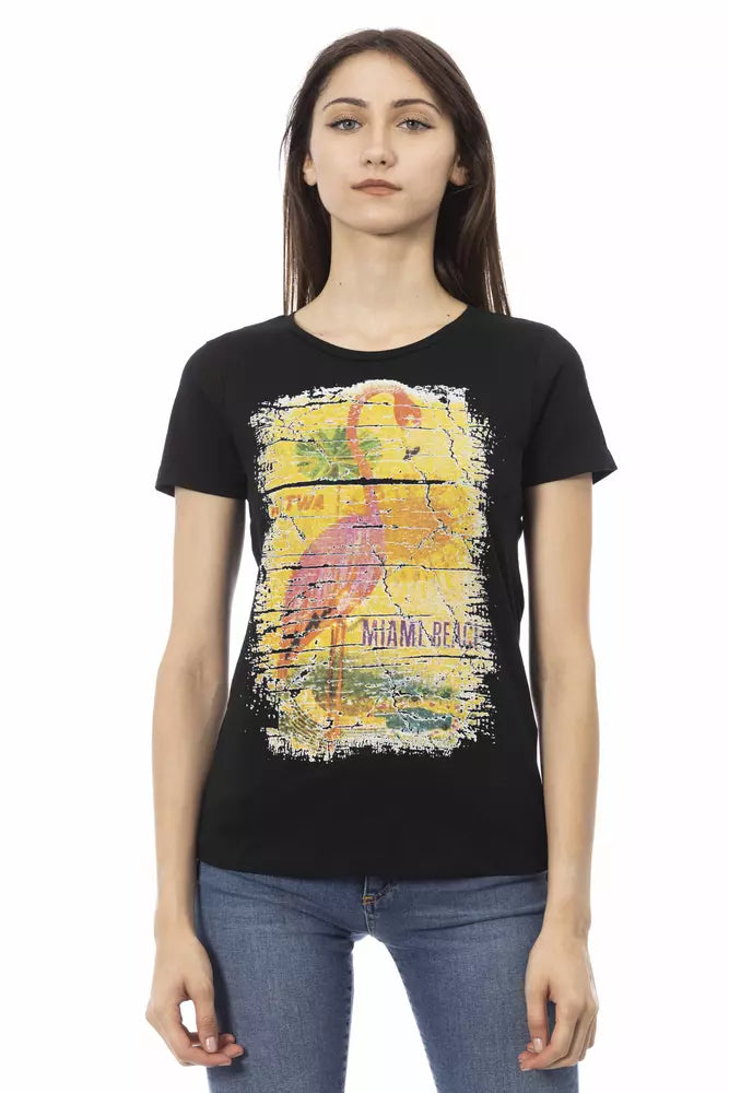 Tricou Trussardi Action negru din bumbac pentru femei