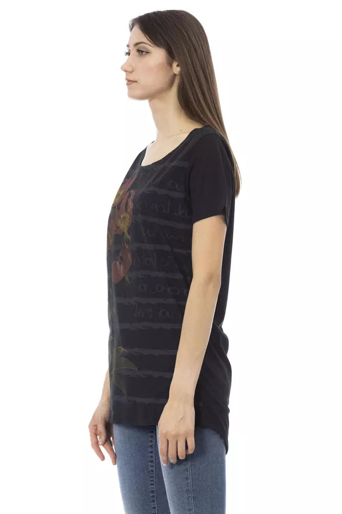 Tricou Trussardi Action negru din bumbac pentru femei