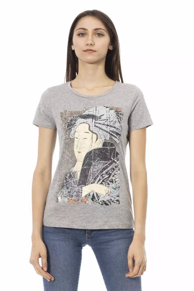Tricou Trussardi Action gri din bumbac pentru femei