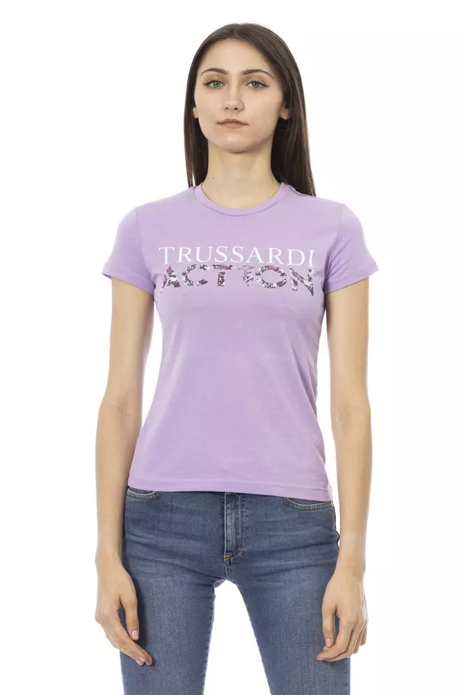 Tricou Trussardi Action violet din bumbac pentru femei