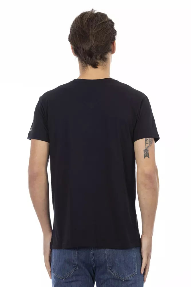 Tricou Trussardi Action negru din bumbac pentru bărbați