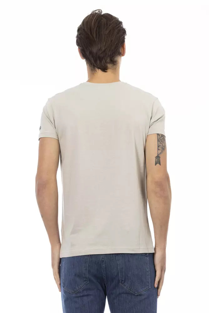 Tricou Trussardi Action bej din bumbac pentru bărbați