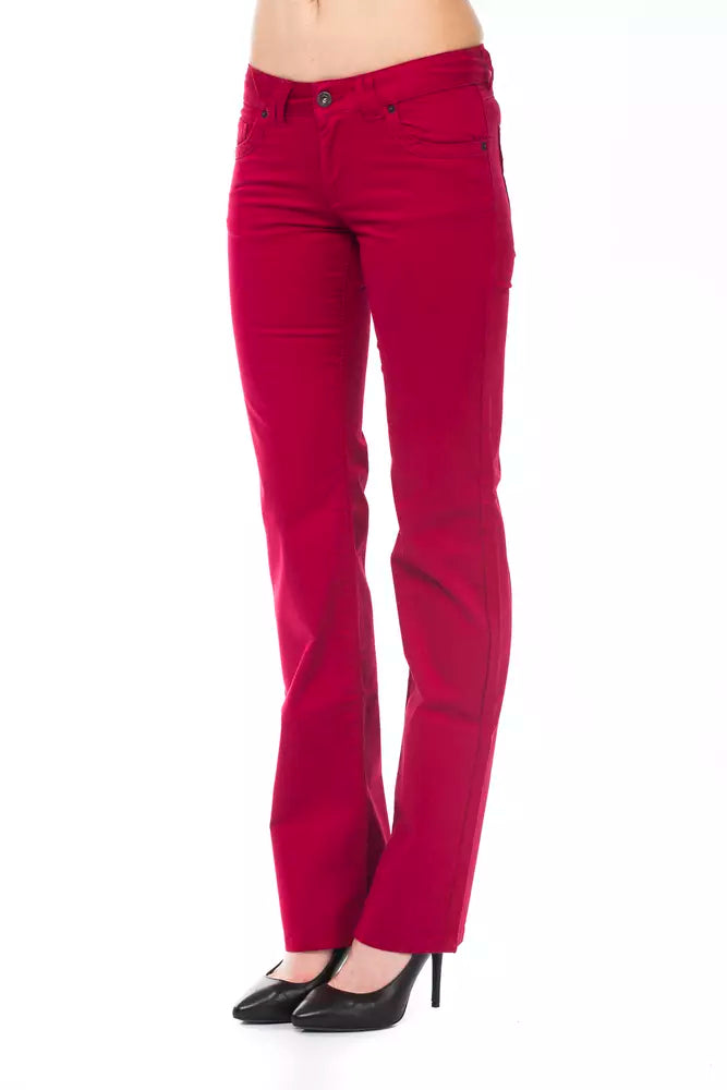 Red Cotton Women's Pants