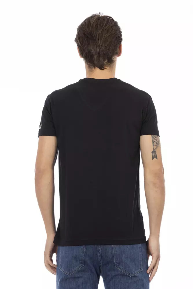 Tricou Trussardi Action negru din bumbac pentru bărbați