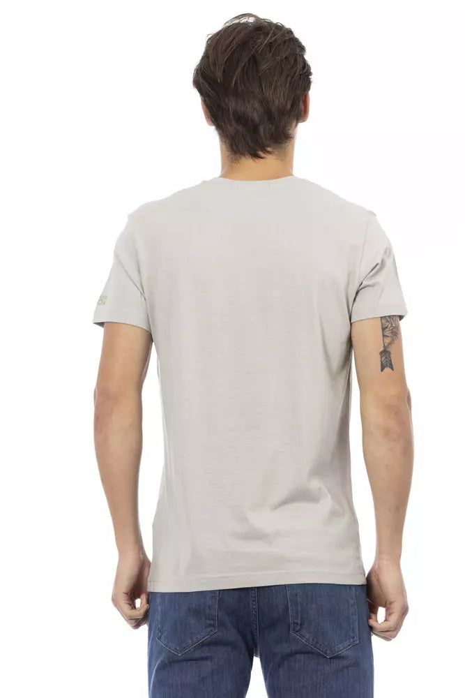Tricou Trussardi Action gri din bumbac pentru bărbați