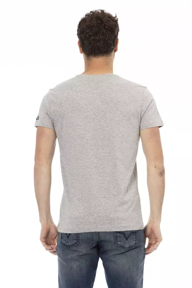 Tricou Trussardi Action gri din bumbac pentru bărbați