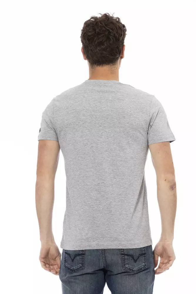 Tricou Trussardi Action gri din bumbac pentru bărbați