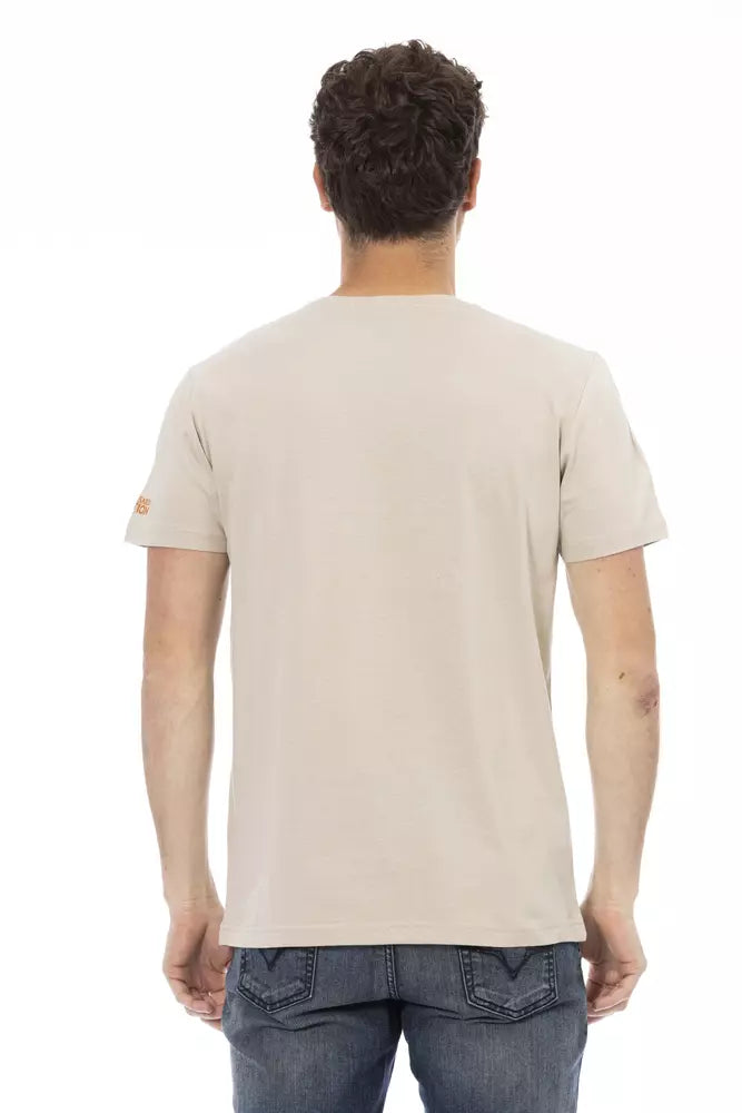 Tricou Trussardi Action bej din bumbac pentru bărbați