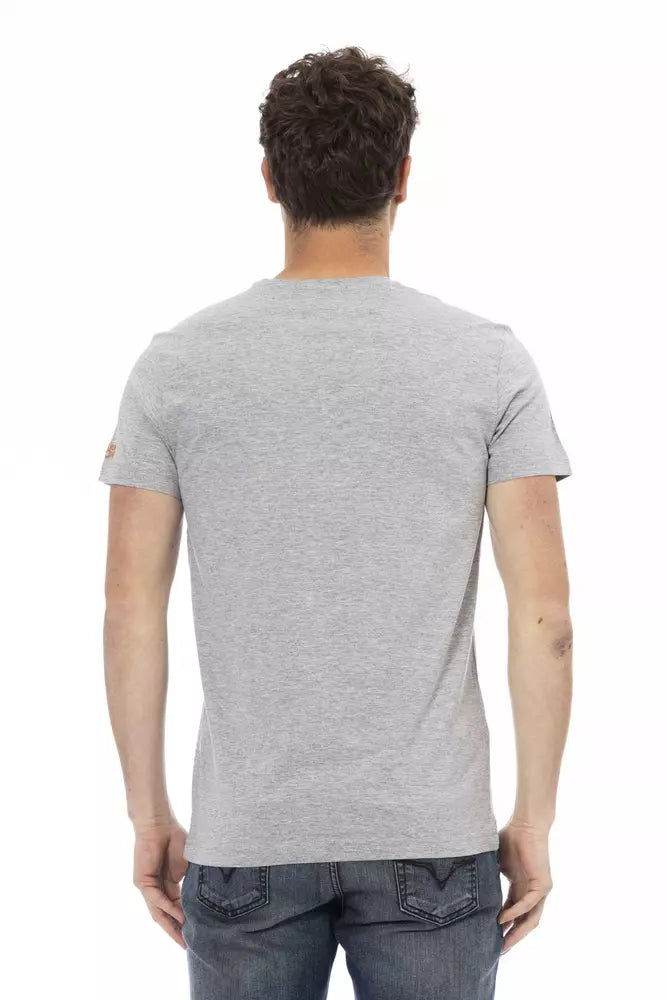 Tricou Trussardi Action gri din bumbac pentru bărbați