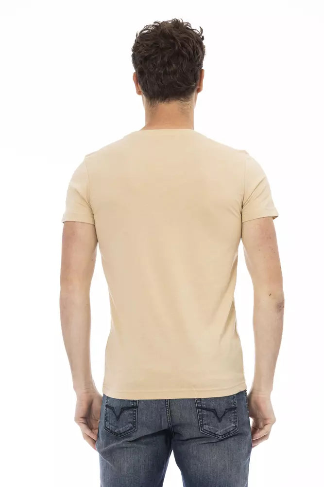 Tricou Trussardi Action bej din bumbac pentru bărbați