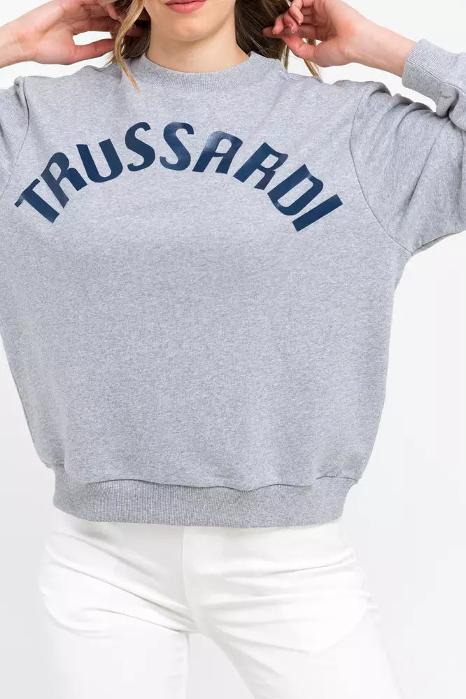 Pulover Trussardi gri din bumbac pentru femei