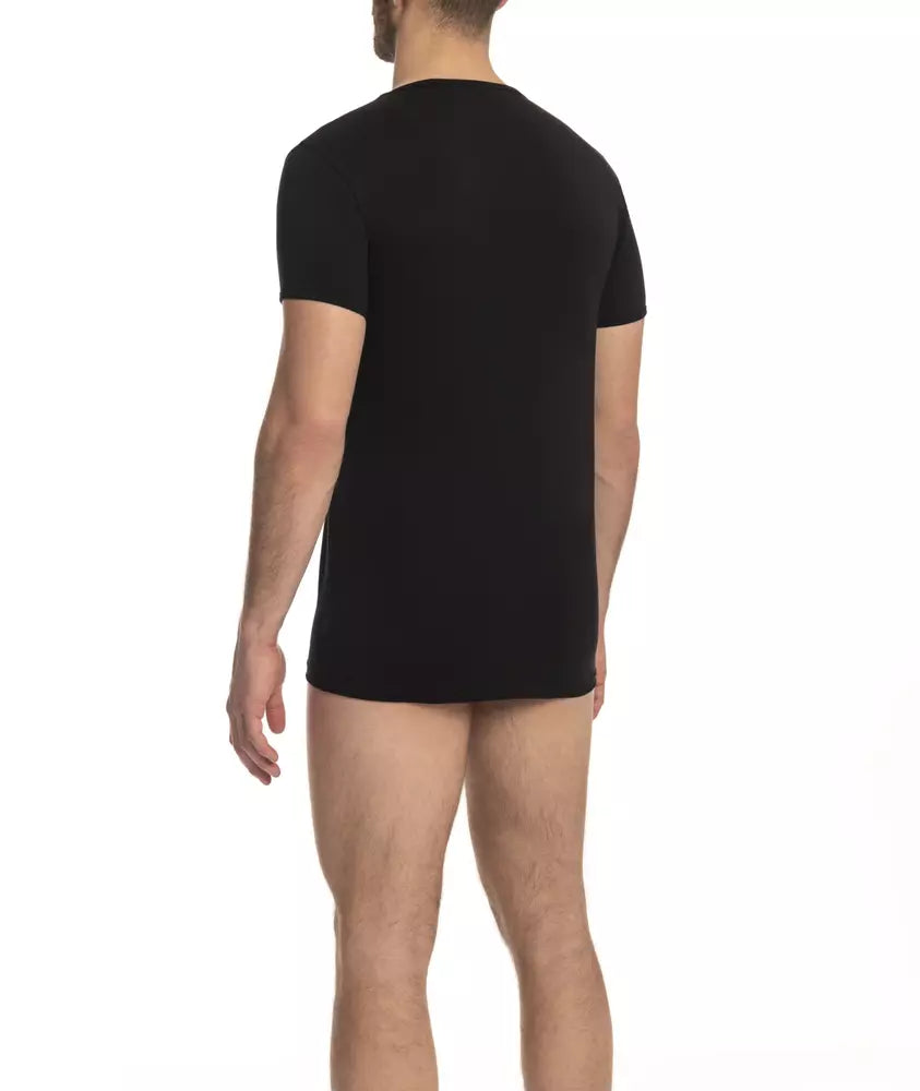 Black Cotton Men's V-Neck T-Shirt