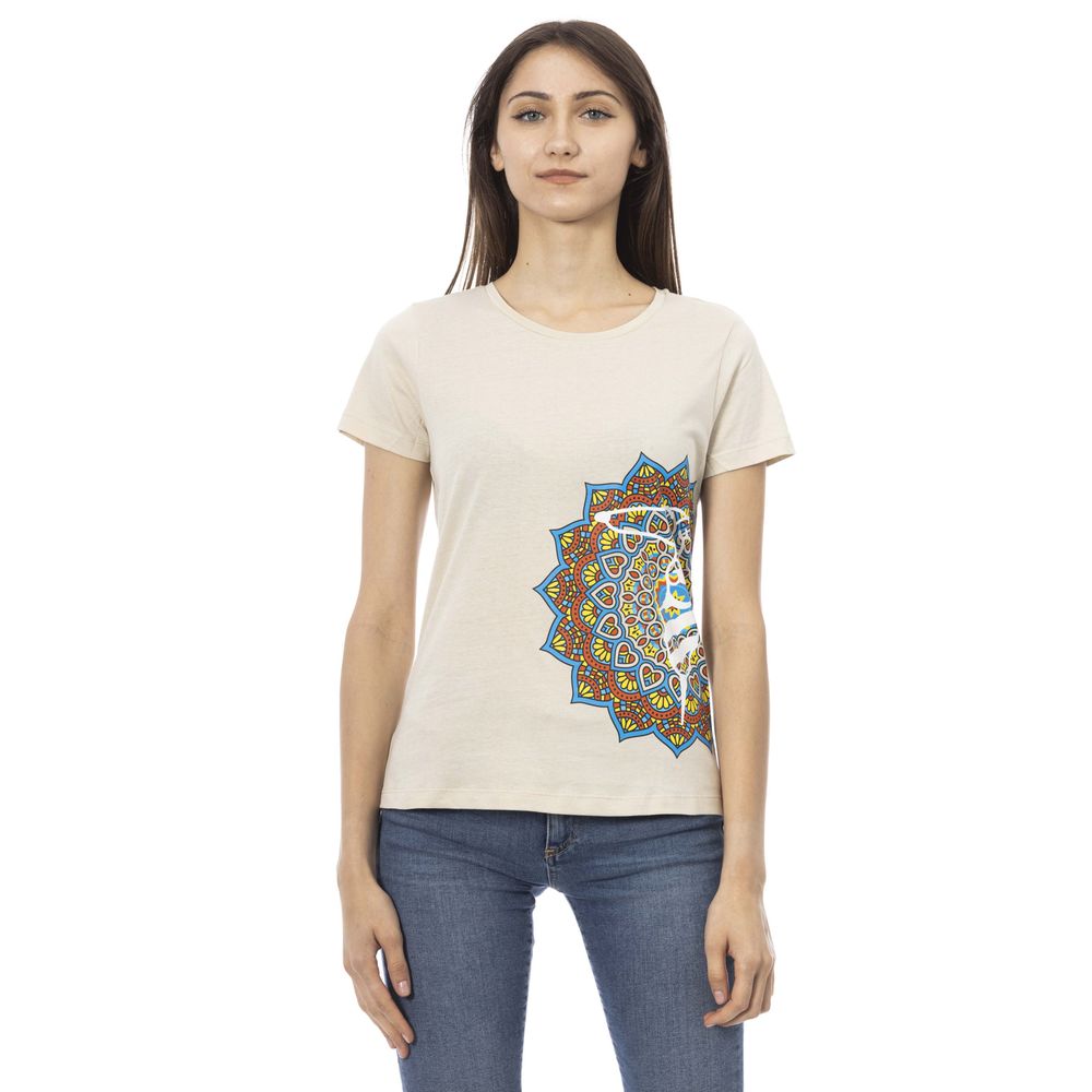 Tricou Trussardi Action bej din bumbac pentru femei