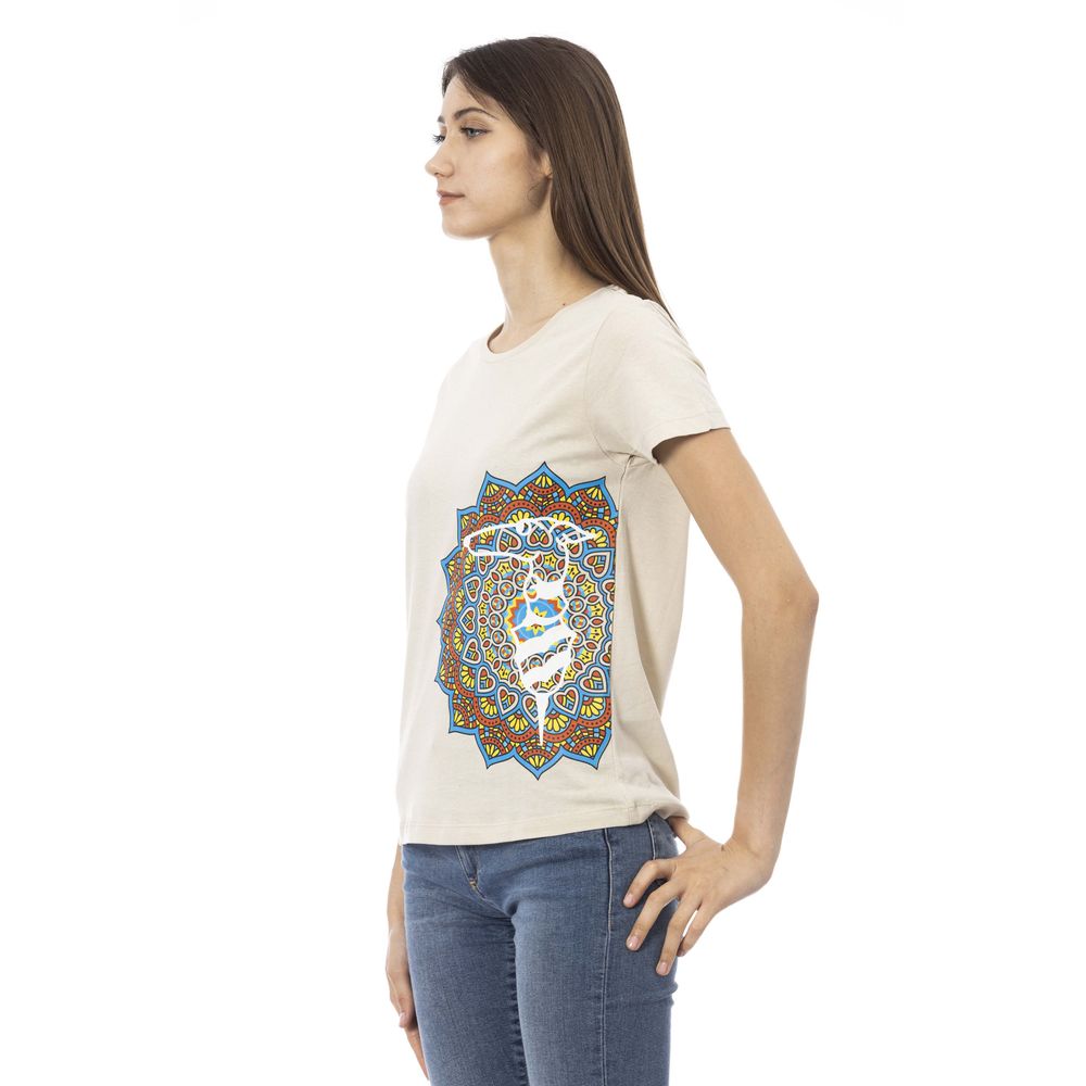 Tricou Trussardi Action bej din bumbac pentru femei