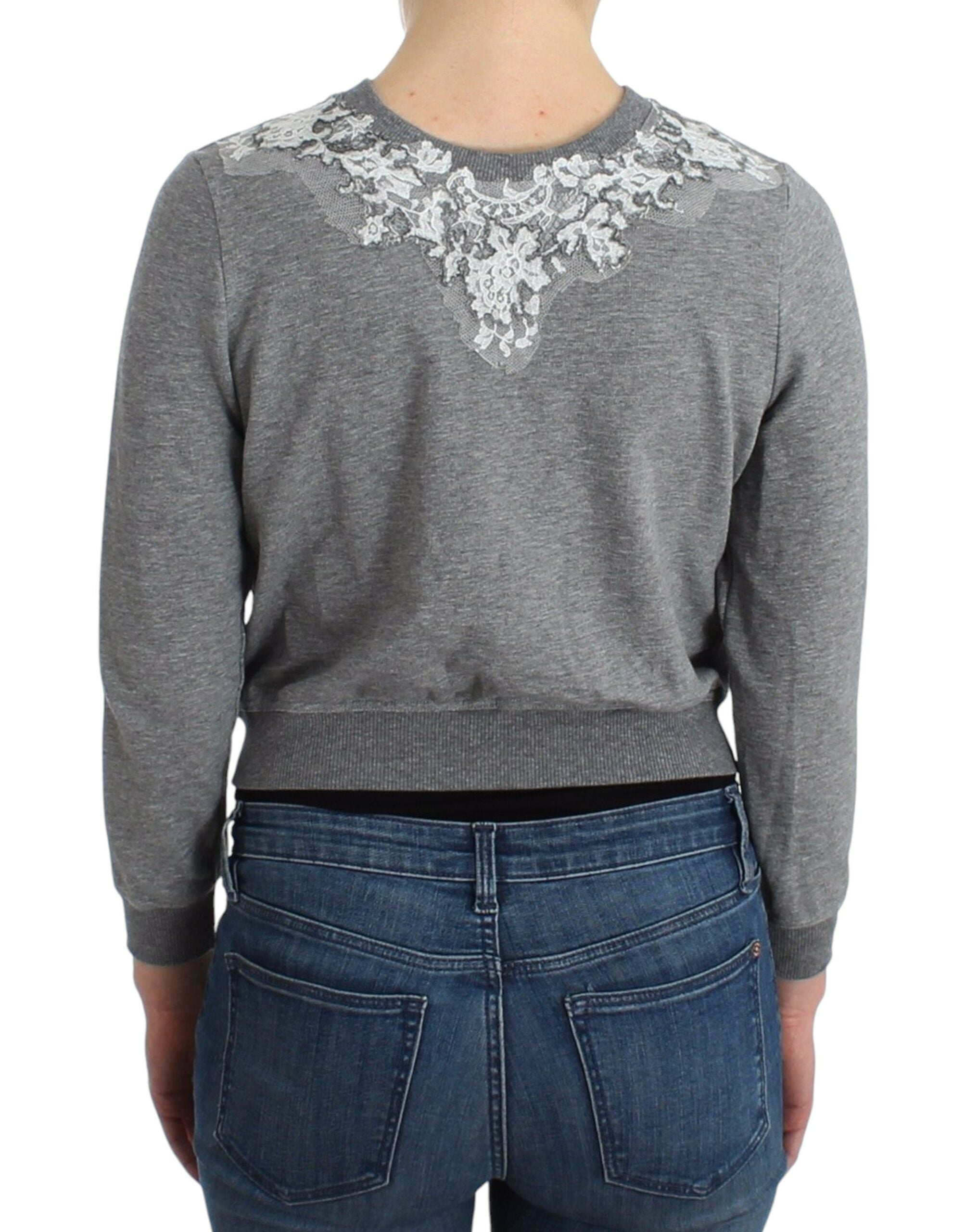 Cardigan scurt Ermanno Scervino Chic gri din amestec de bumbac