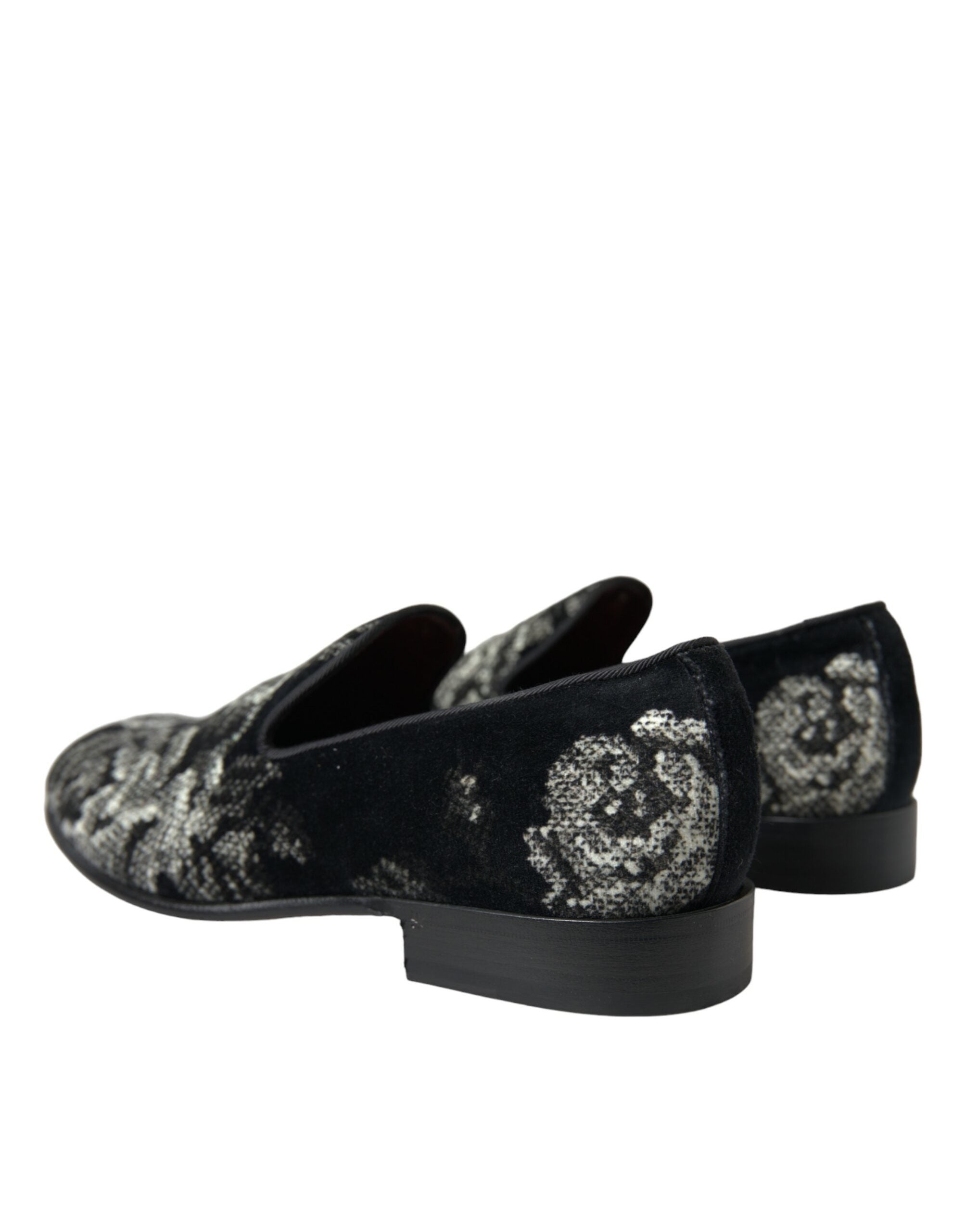 Black Floral Slippers Men Loafers Dress Shoes