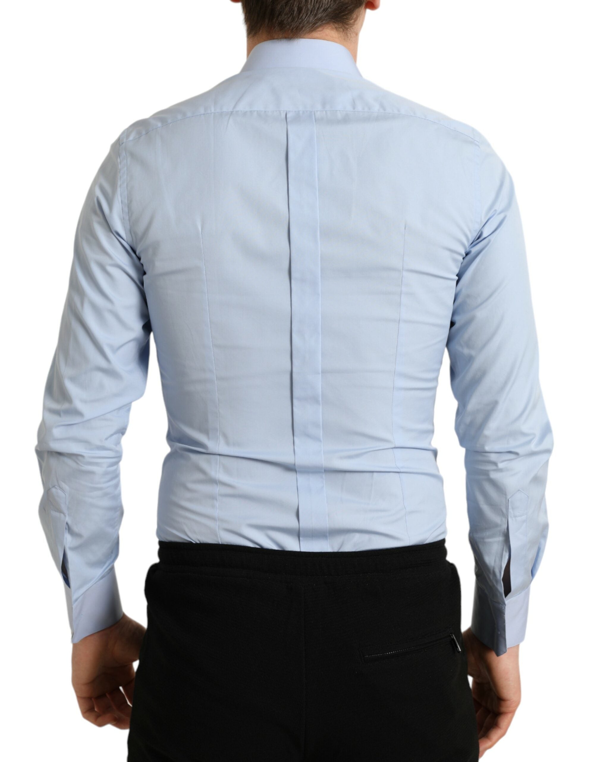 Sky Blue Cotton Men Formal GOLD Dress Shirt