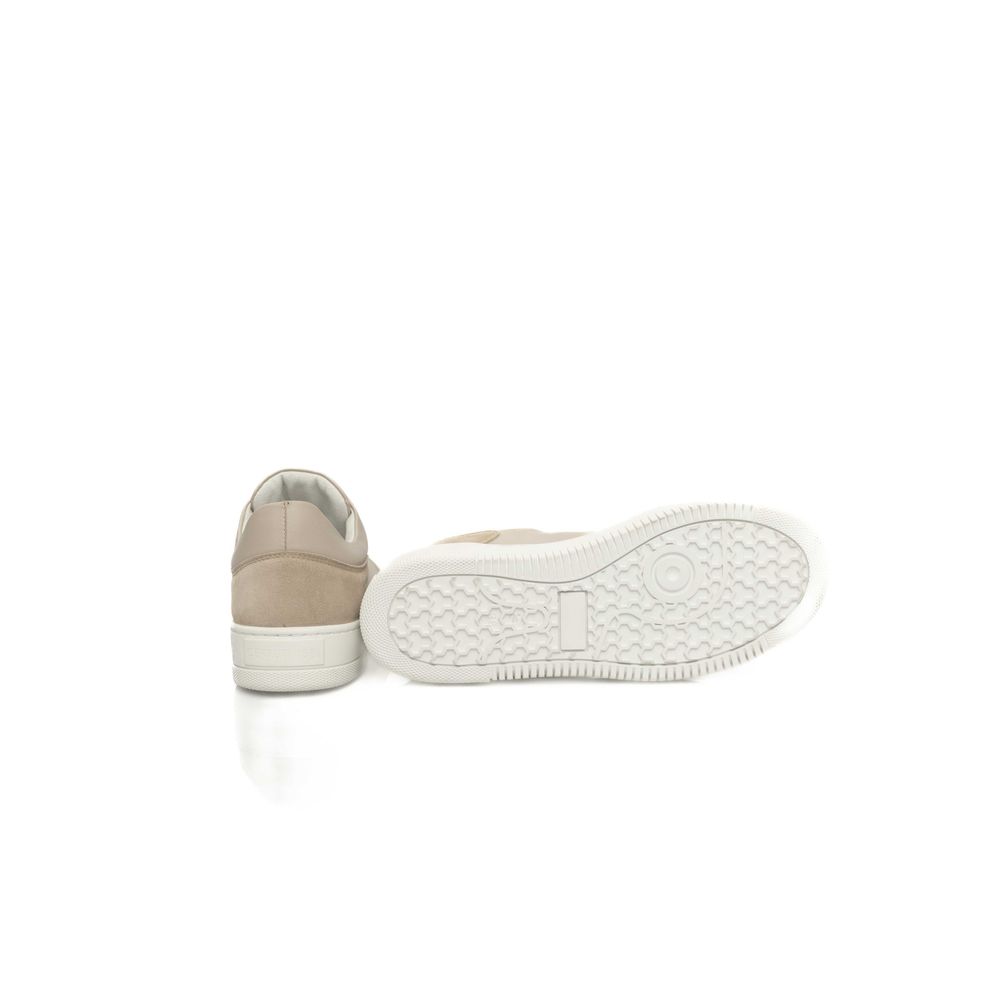 Beige Cowhide Women Platform Sneaker