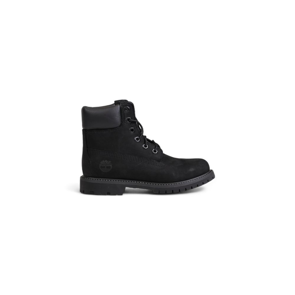 Black Recycled Leather Lace-Up Boots