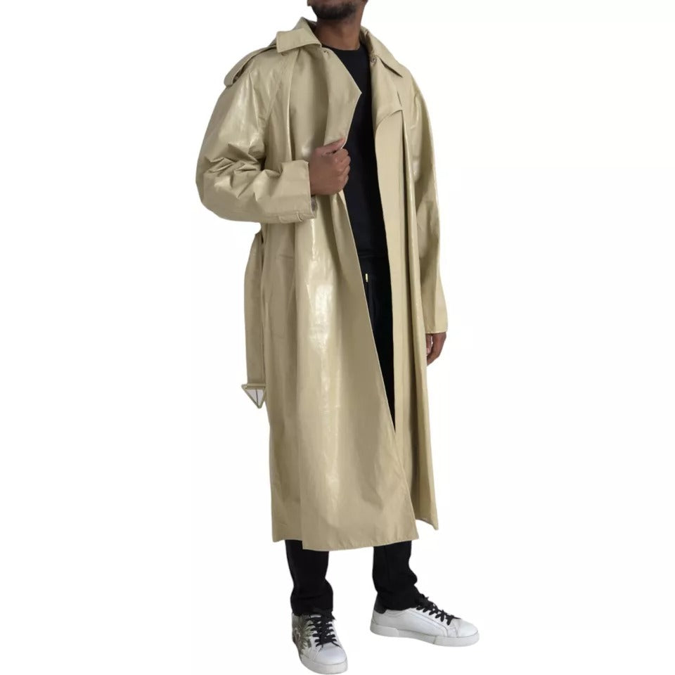 Jachetă trench din piele de miel bej Bottega Veneta