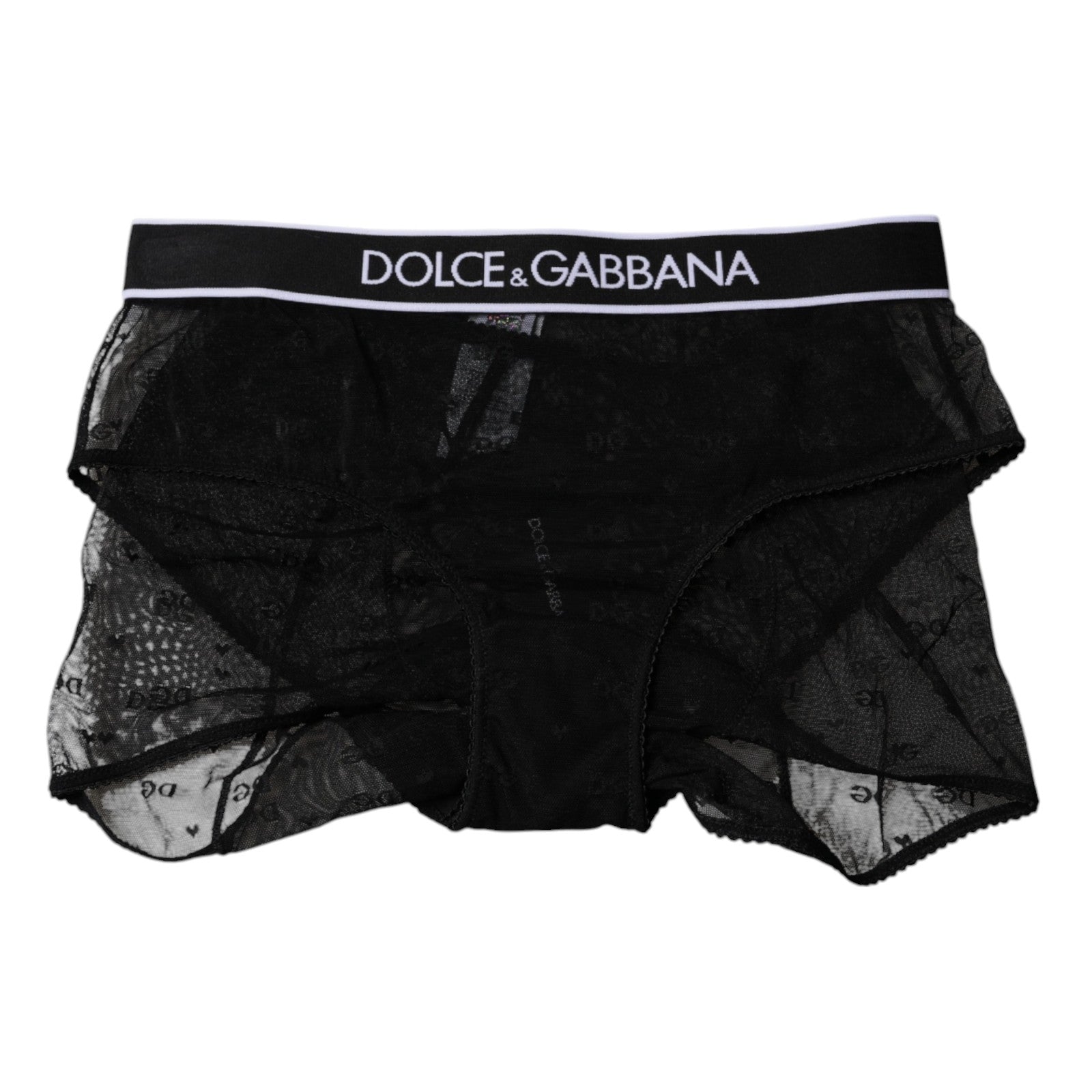 Black Tulle Nylon Mid Waist Panty Underwear